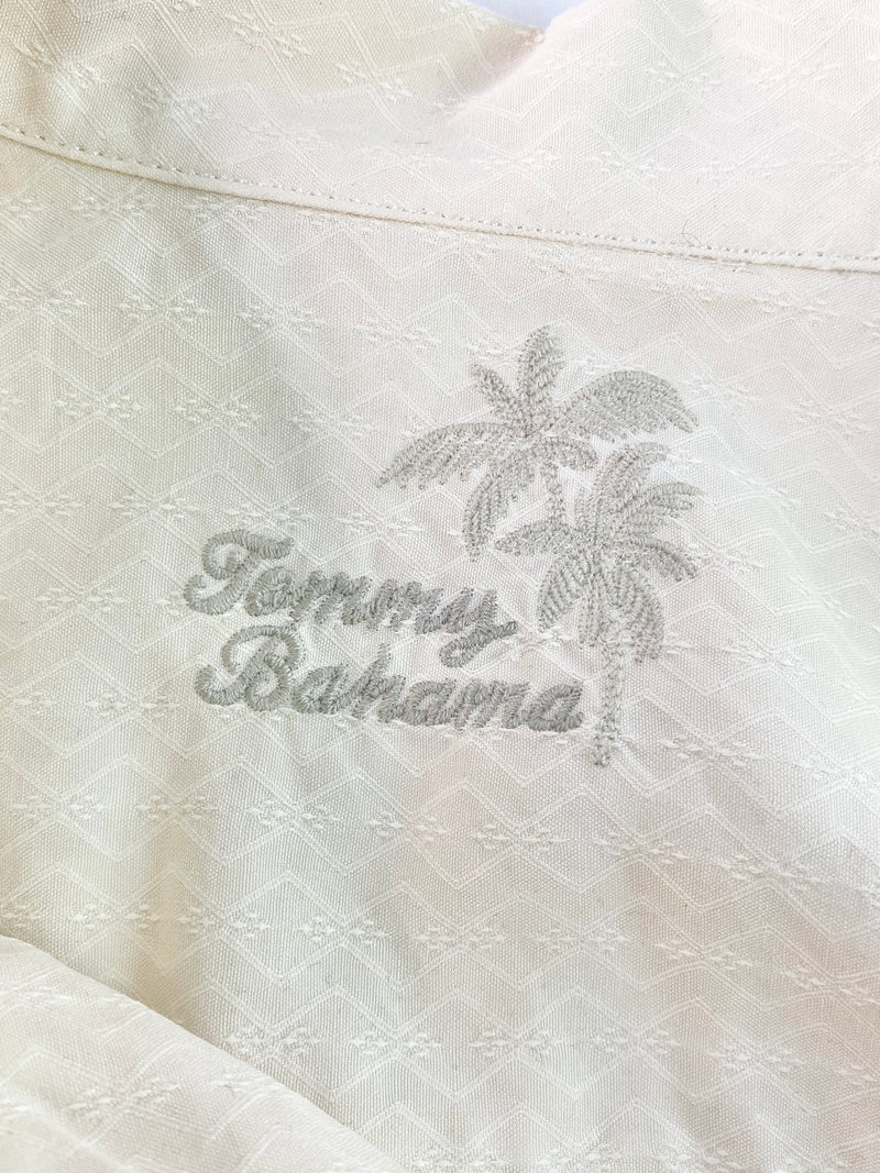Tommy Bahama Cream Embroidered Silk Top - L