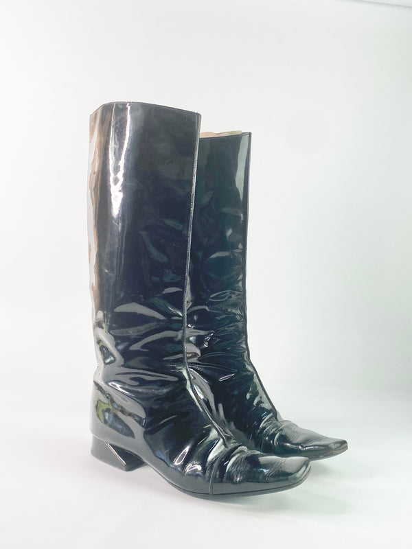 Fendi Black Patent Leather Boots - EU37.5