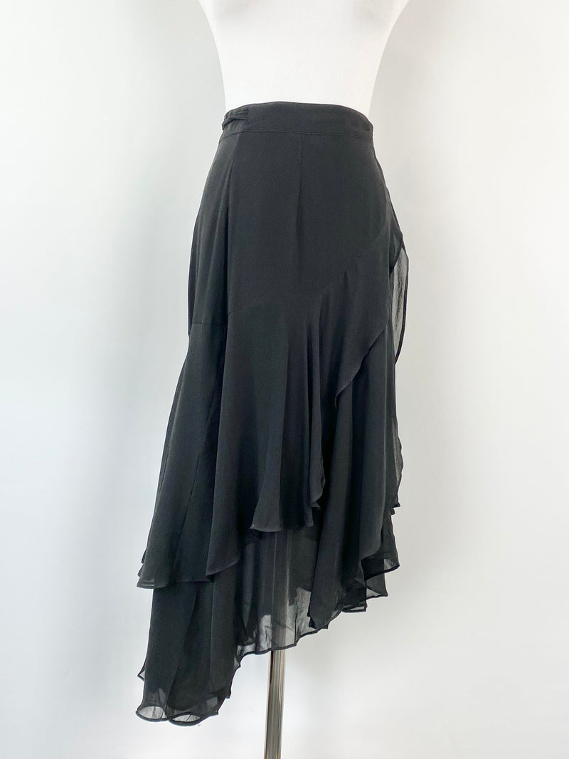 Husk Black Silk Wrap Skirt - AU6/8