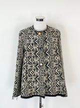 Maliparmi Black & Arabesque Jacquard Wool Blend Jacket - AU10/12