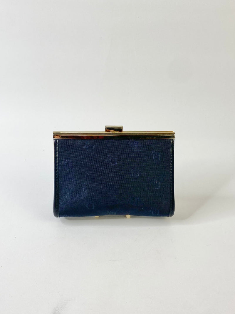 Vintage 1960s Christian Dior Blue Trotter Canvas Monogramed Purse