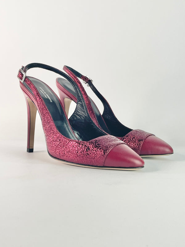 Scanlan Theodore Currant Red Leather Slingback Pumps - EU38