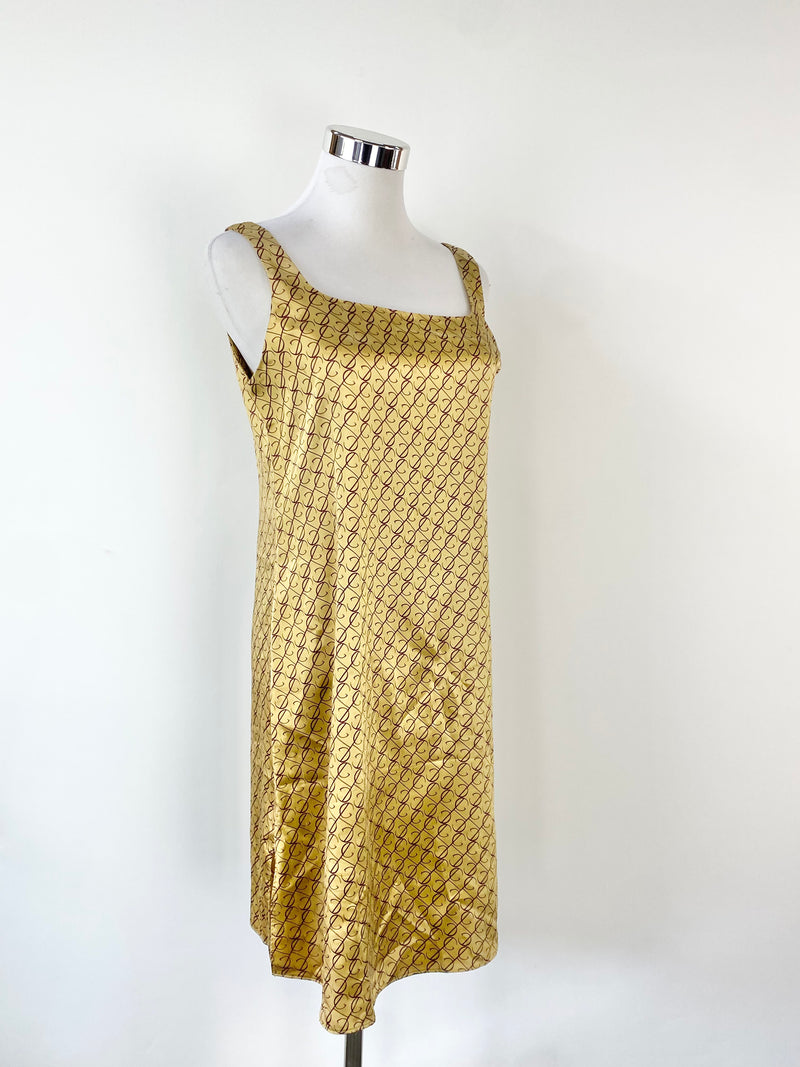 Guy Laroche Metallic Gold Silky Midi Dress - AU10