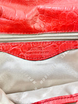 Morrissey Croc Embossed Coral Leather Cross Body Bag