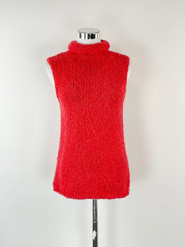 Jaeger Vintage Red Wool Knit Vest - L