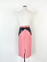 Vintage 80s Pink & Black Contrast Pencil Skirt - AU10