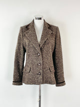 Brora Brown Speckled Wool Blend Blazer - AU12