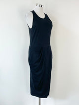 Helmut Lang Black Wool Pleated Midi Dress - S