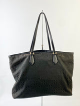 Oroton Black Monogram Canvas Tote