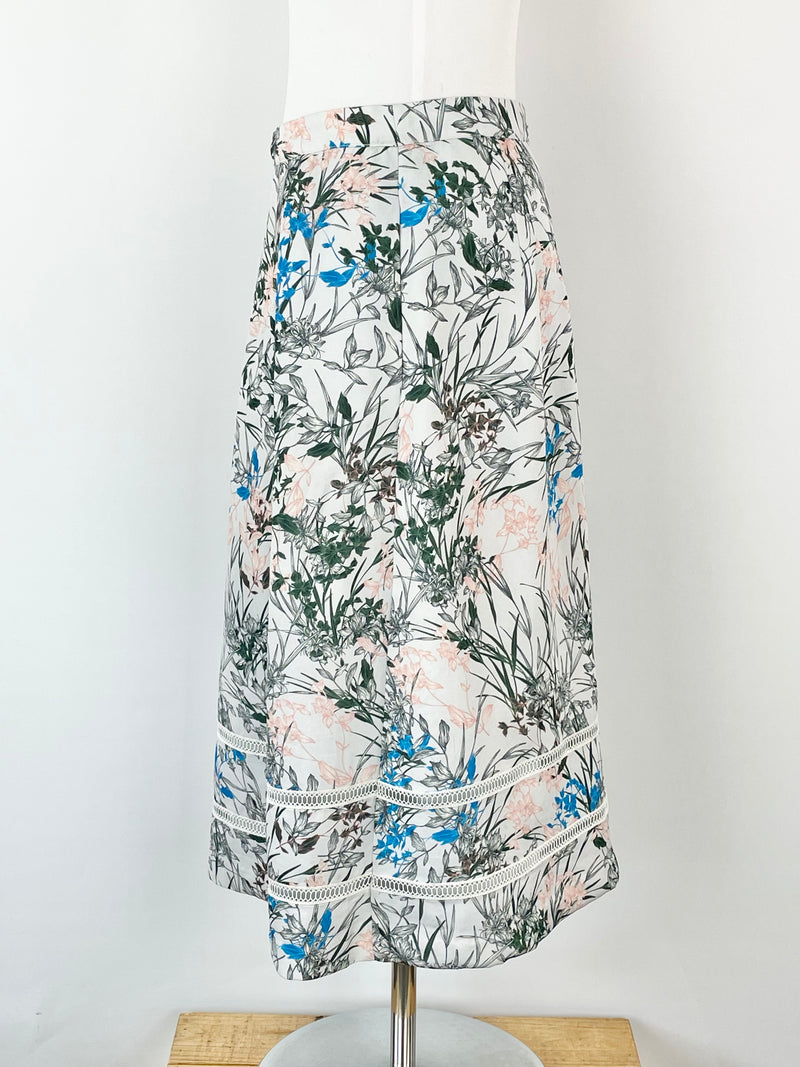 Reiss Floral Silk A-Line Midi Skirt - AU8