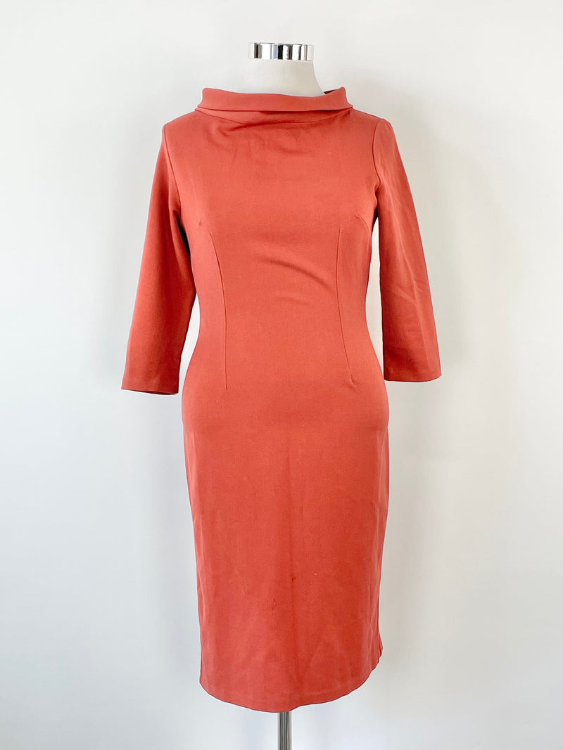 Pinup Couture Brick Red Bodycon Midi Dress - L
