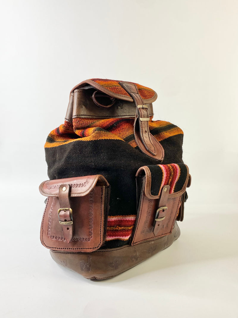 Peruvian Black & Burnt Orange Backpack