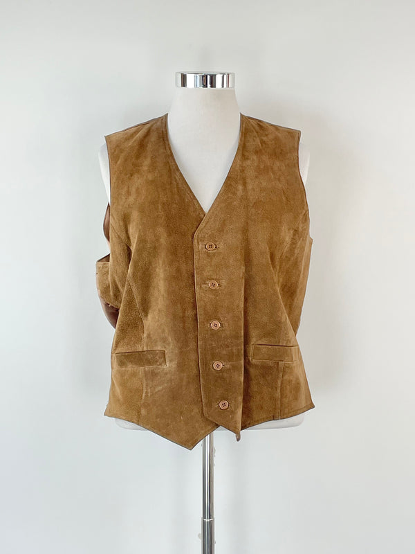 Bill Blass Vintage Tan Suede Vest - XL