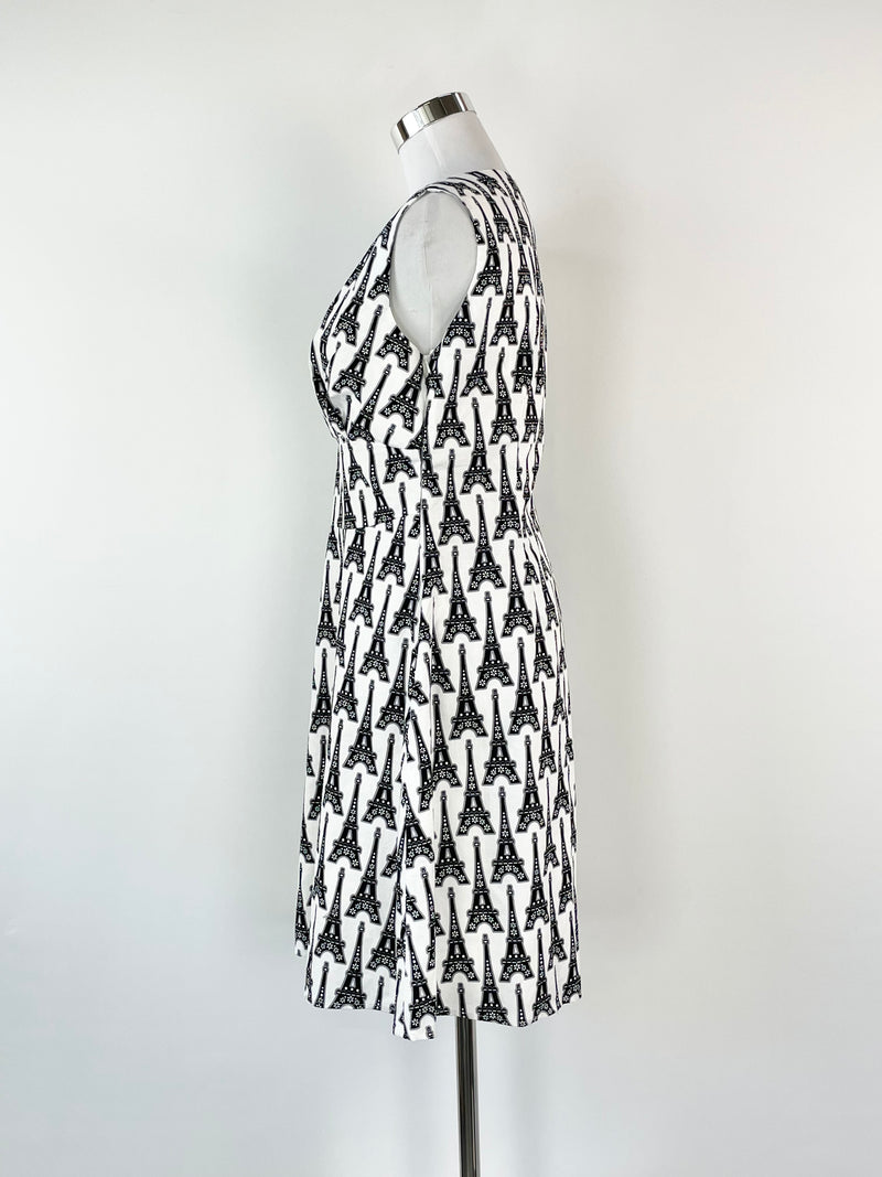 Get Cutie Co. White 'Eiffel Tower' Print Midi Dress - AU14
