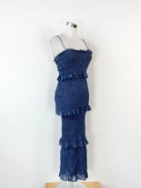 Winona Blue Silky Column Dress - AU6/8