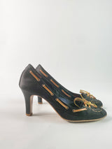Marc Jacobs Black Satin Heeled 'Boat' Shoe - EU38