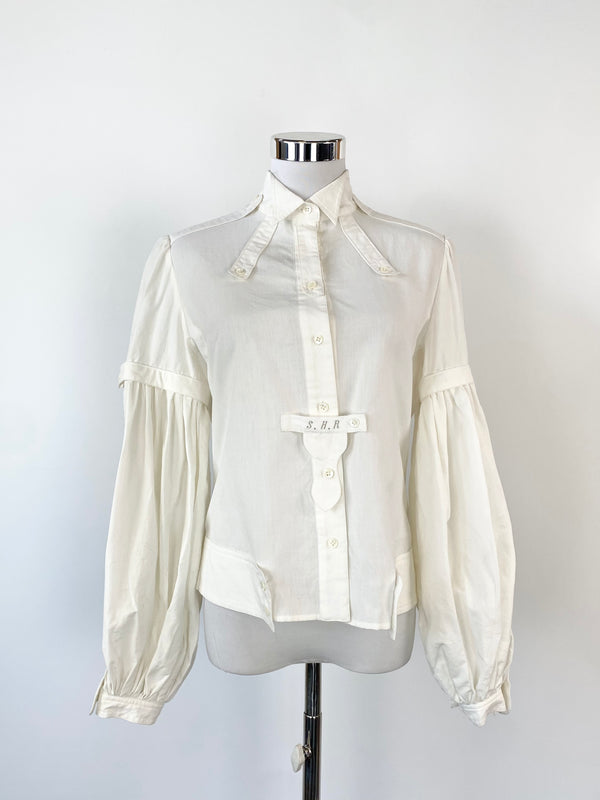 Share Spirit White Peasnt Sleeve Cotton Blouse - AU8
