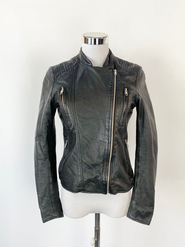 Reza Duro Black Leather Moto Jacket - AU8