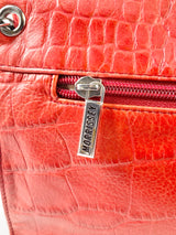 Morrissey Croc Embossed Coral Leather Cross Body Bag