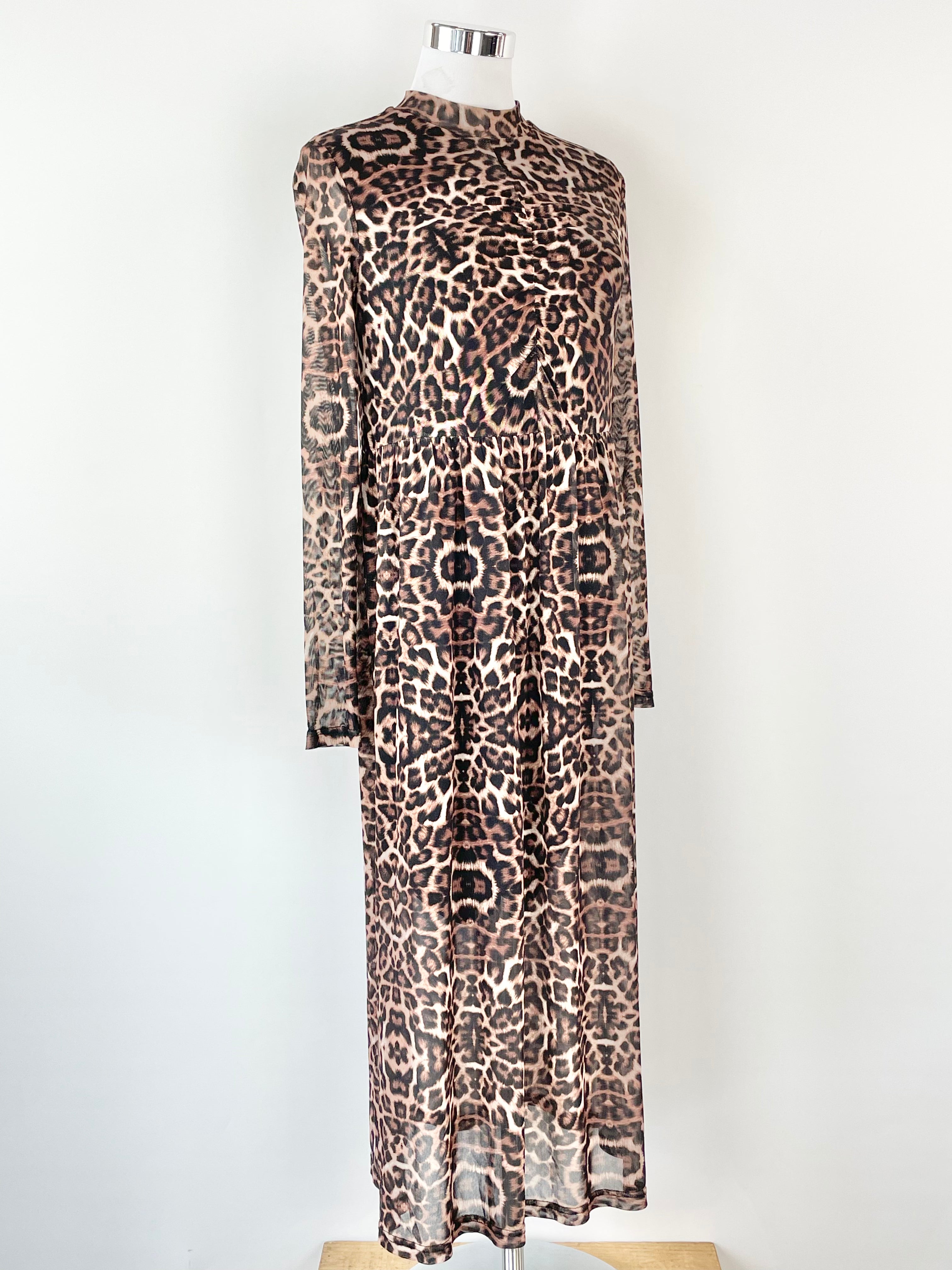 Vila Animal Print Long Sleeve Maxi Dress - S