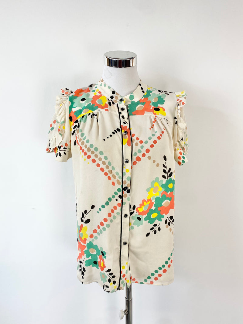 Cacharel Cream Silk Button up Blouse  - AU8/10