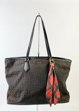 Oroton Black Monogram Canvas Tote