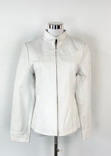 Vintage Dominex White Leather Moto Jacket - AU8