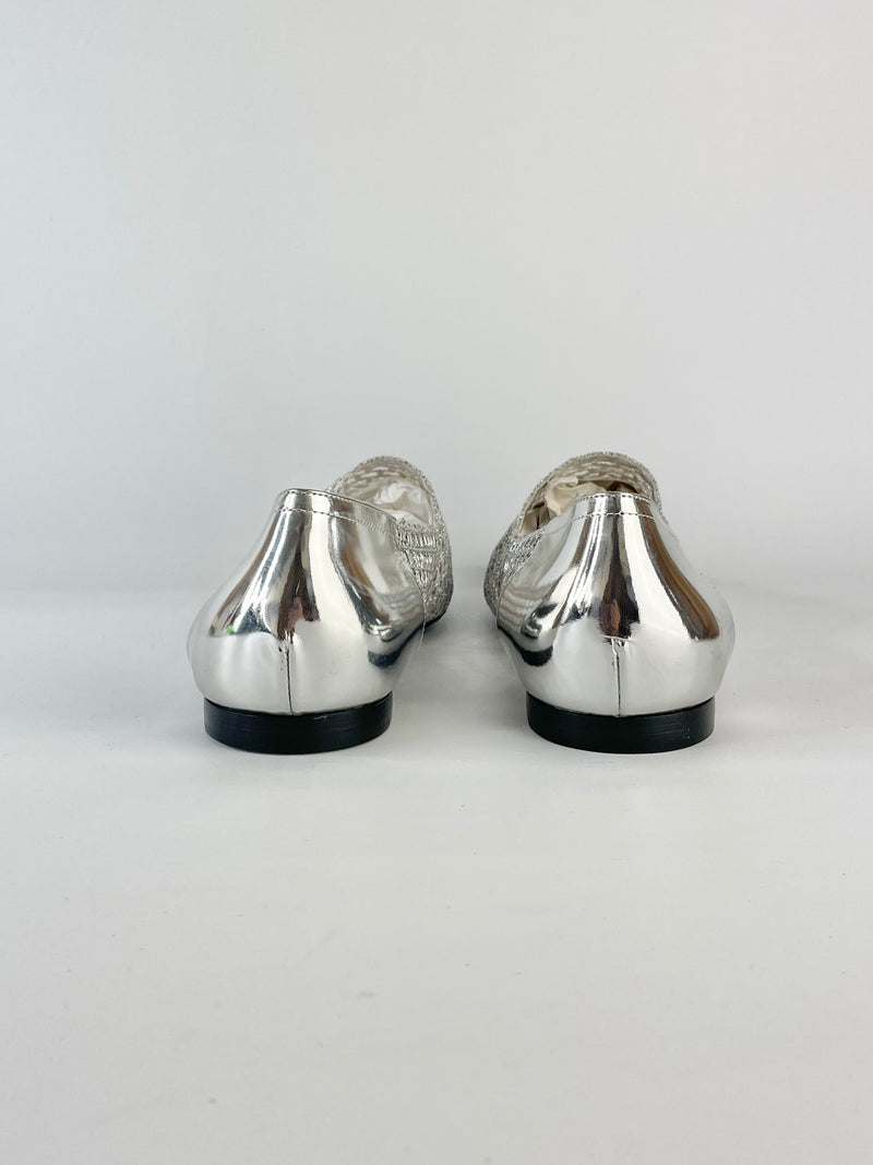 Emporio Armani Silver Ring Ballet Flats - EU41