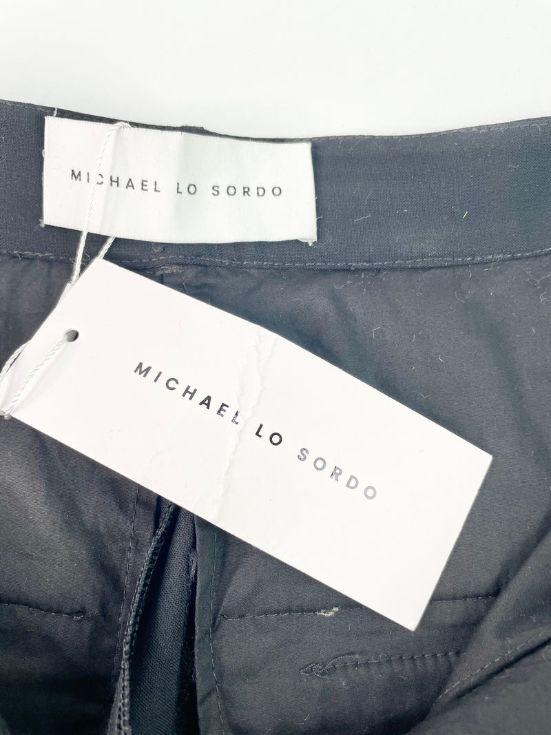 Michael Lo Sordo Black Wool Pleated Wide-Leg Pant - AU6