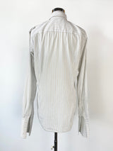 Vintage Miu Miu White Blue & Grey Striped Shirt - M