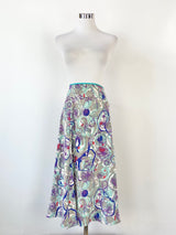 Lisa Ho Abstract Floral Patterned Silk Midi Skirt - AU10