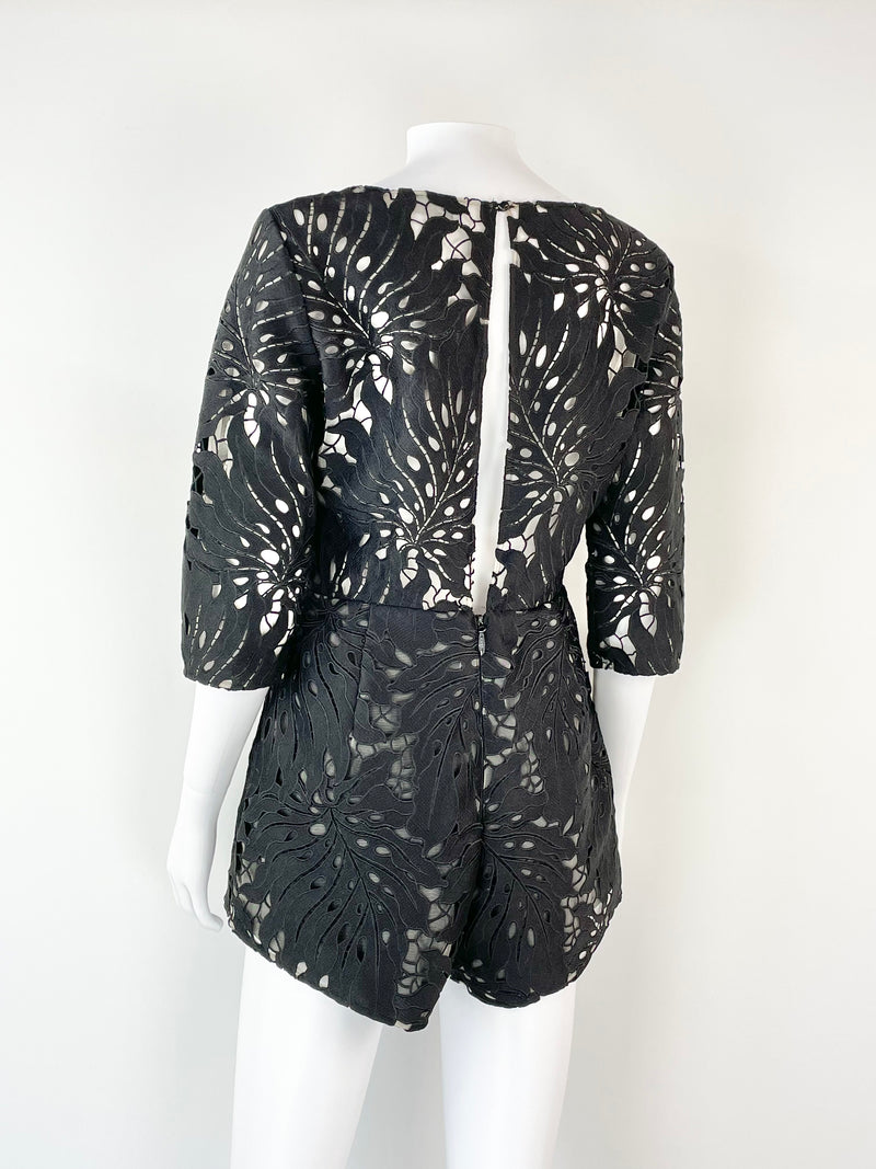 Alice McCall 'Rumours' Black Embroidered Playsuit - AU8