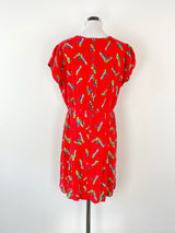 Leonard St. Red Parrot Print Midi Dress - AU12