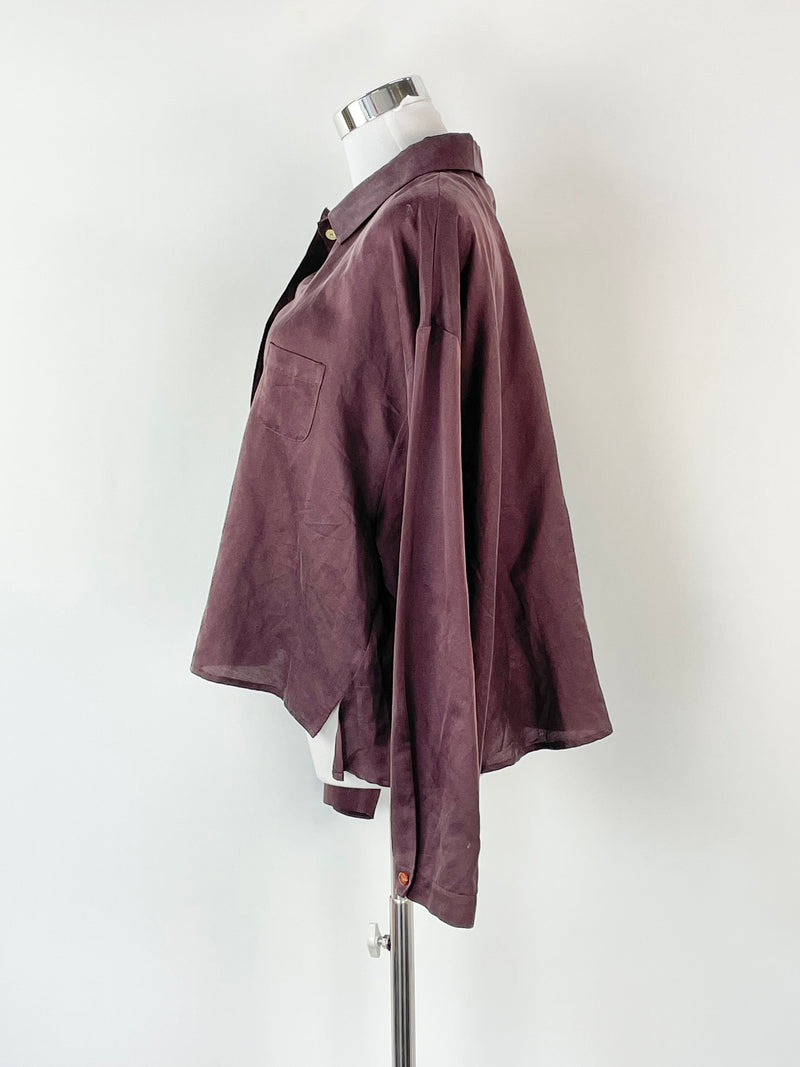Alysi Créme Maroon Silk Blend Long Sleeve Shirt - AU10