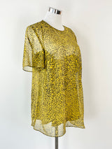 Camilla & Marc Gold Print Sheer Top with Slip - AU10