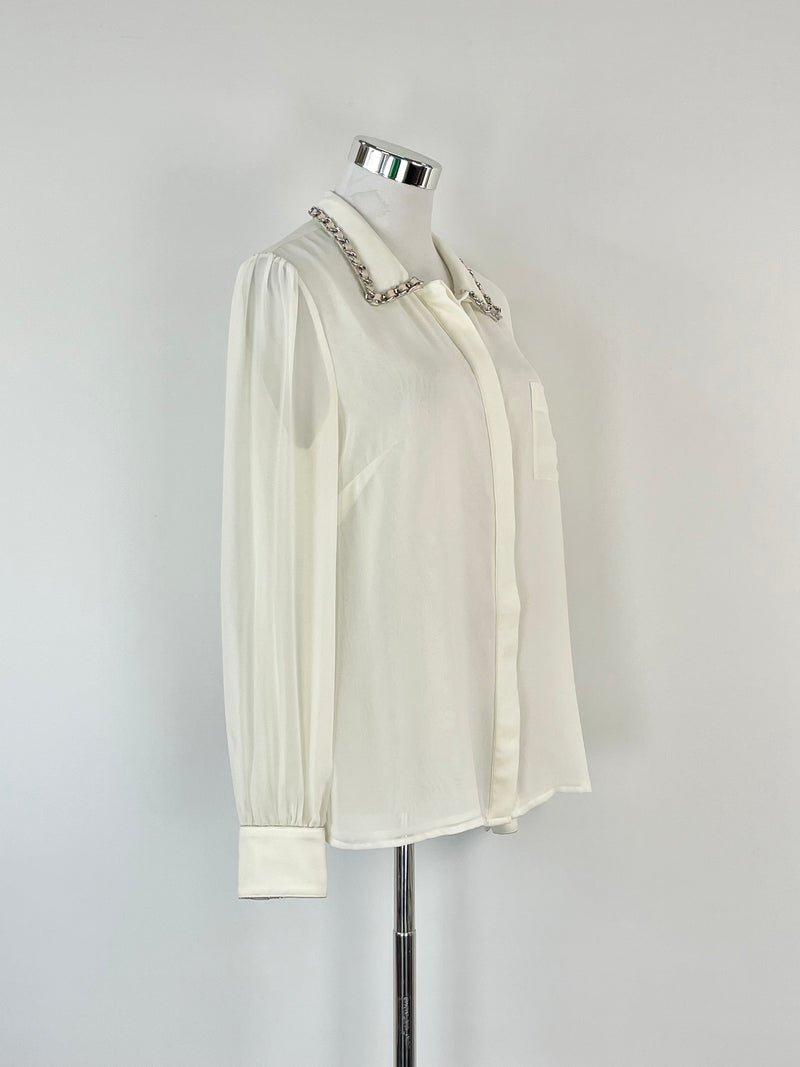 Weill White Sheer Long Sleeve Shirt - AU12