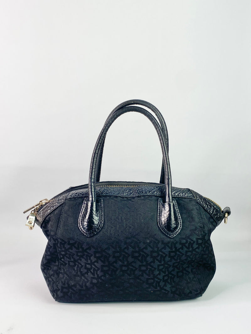 DKNY Black Monogram Bowling Bag