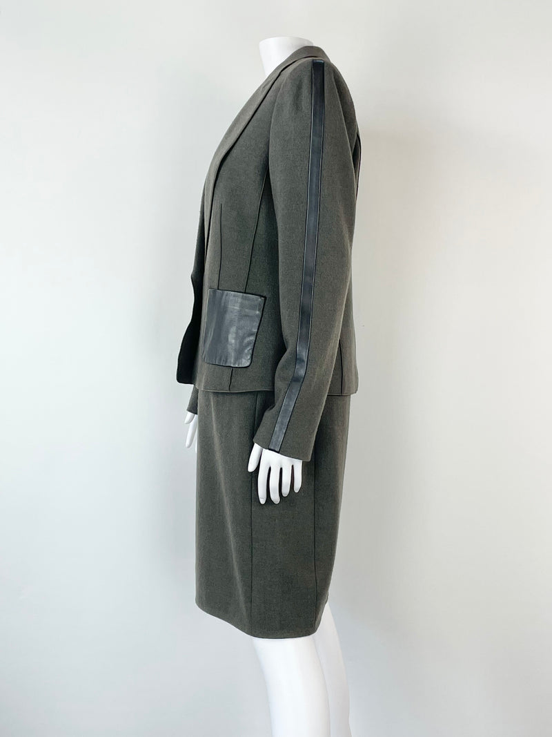 Georges Rech Paris Charcoal Wool Jacket & Midi Dress Set - AU12/14