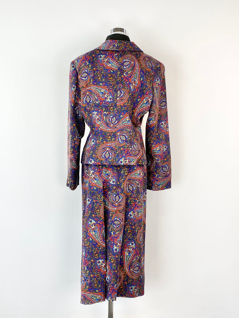 Vintage Perri Cutten Blue & Red Paisley Three Piece - AU10/12