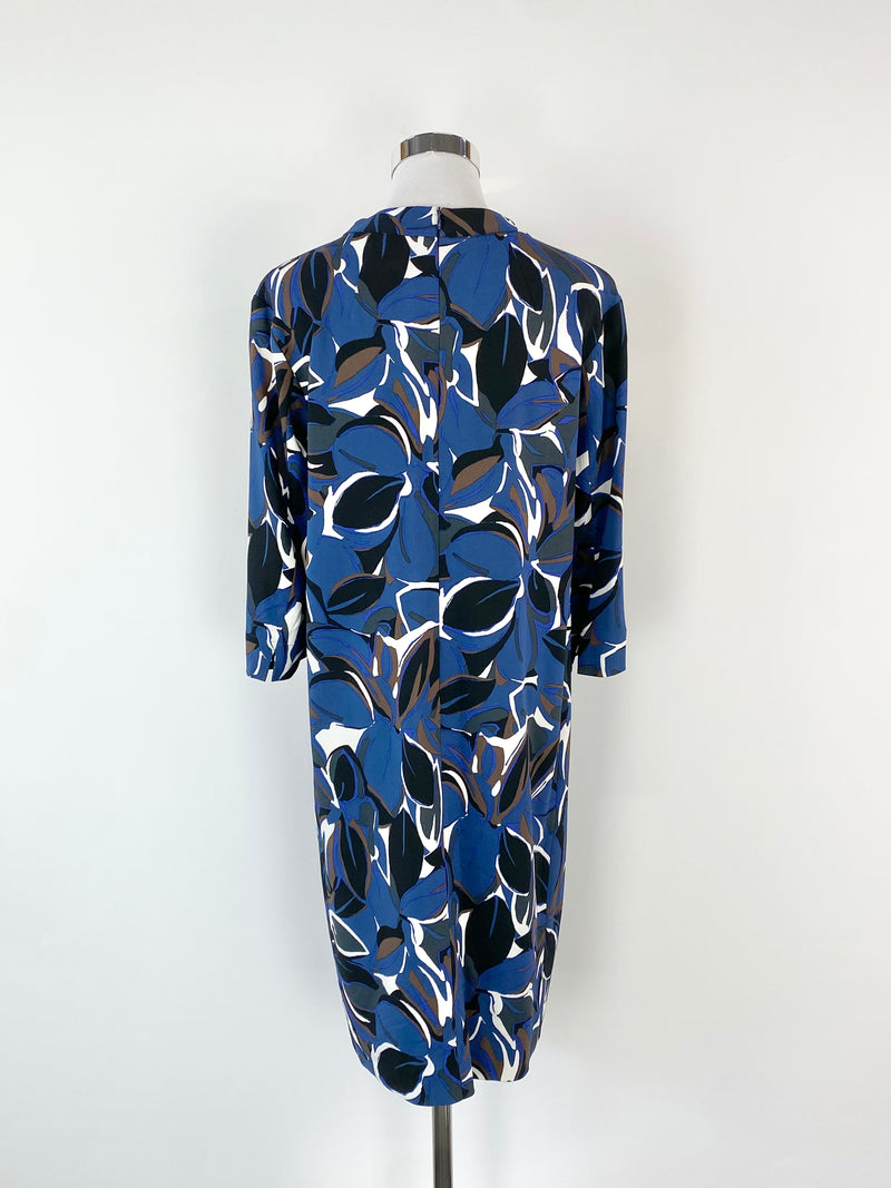 S’Max Mara Lapis Blue Floral Midi Dress - AU8/10