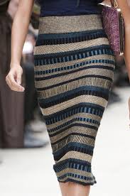 Burberry Prorsum Gold & Teal Woven Pencil Skirt - AU10