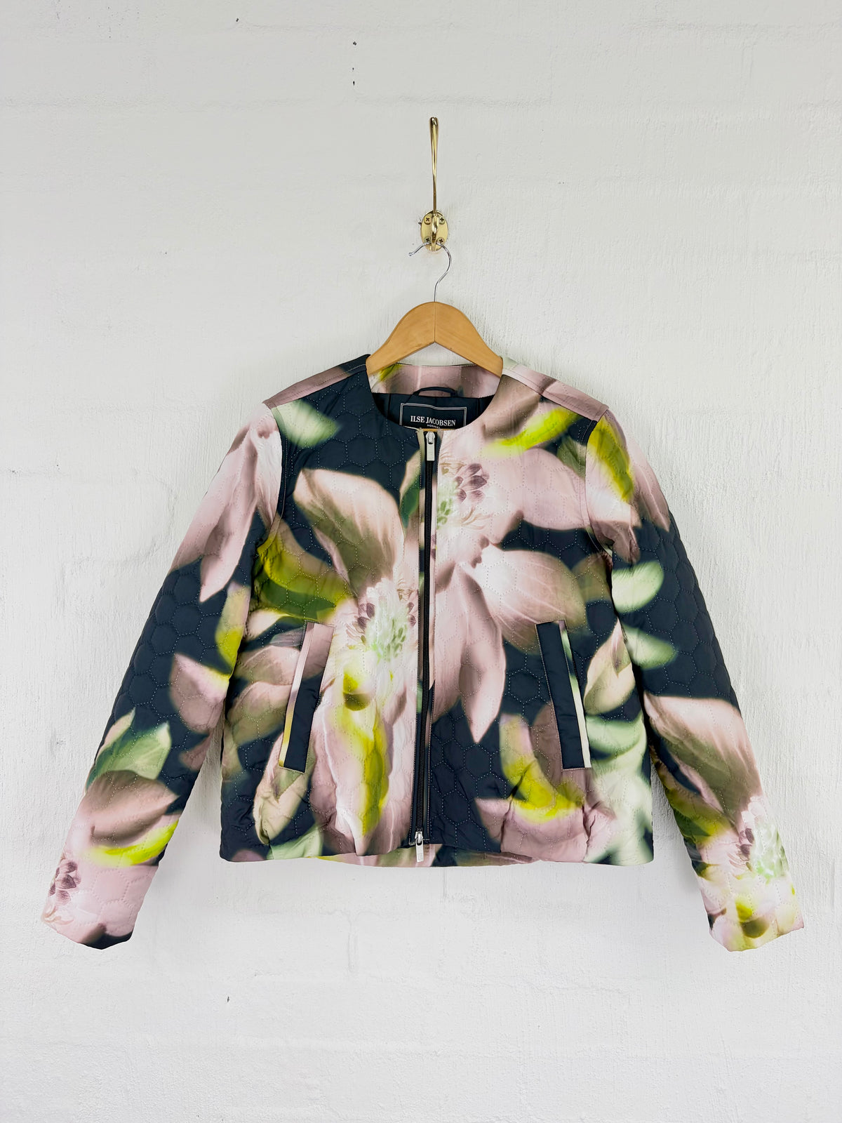 llse Jacobsen Pink & Green Honeycomb Quilted Jacket - AU8/10