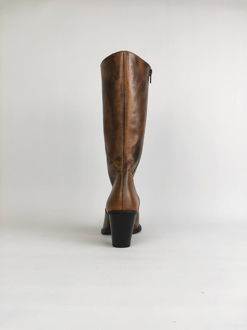 Vera Gomma Brown Leather Boots - EU 37