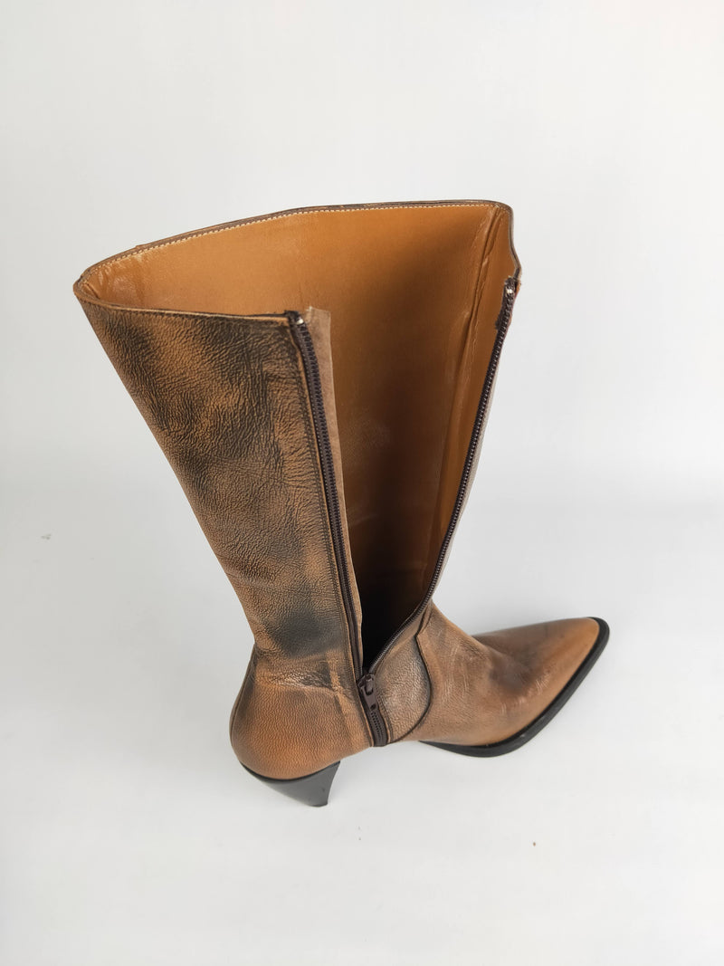 Vera Gomma Brown Leather Boots - EU 37
