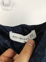 Bec + Bridge navy crushed satin slip dress (size 12 AU)