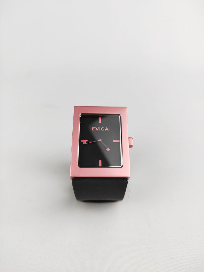 Eviga pink & black rubber strap watch