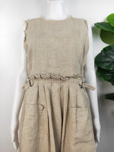 Dot & Herbey beige burlap styled dress (size 12 AU)