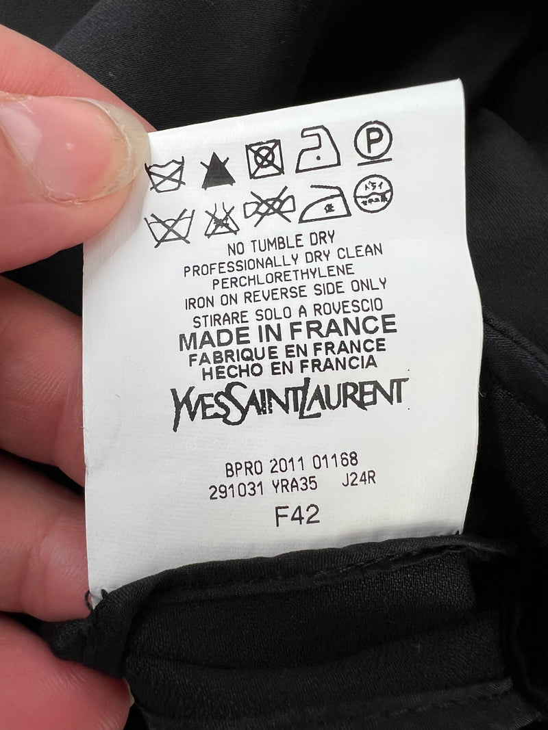Yves Saint Laurent Black Cotton Pencil Skirt - AU12-14