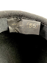 56 Black Wool Flat Cap