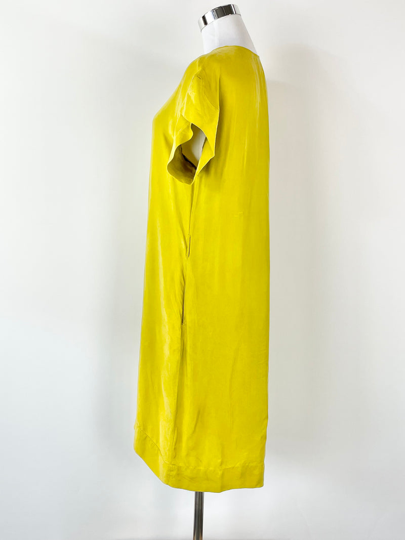 Elk Mustard Yellow Short Sleeve Pencil Dress - S